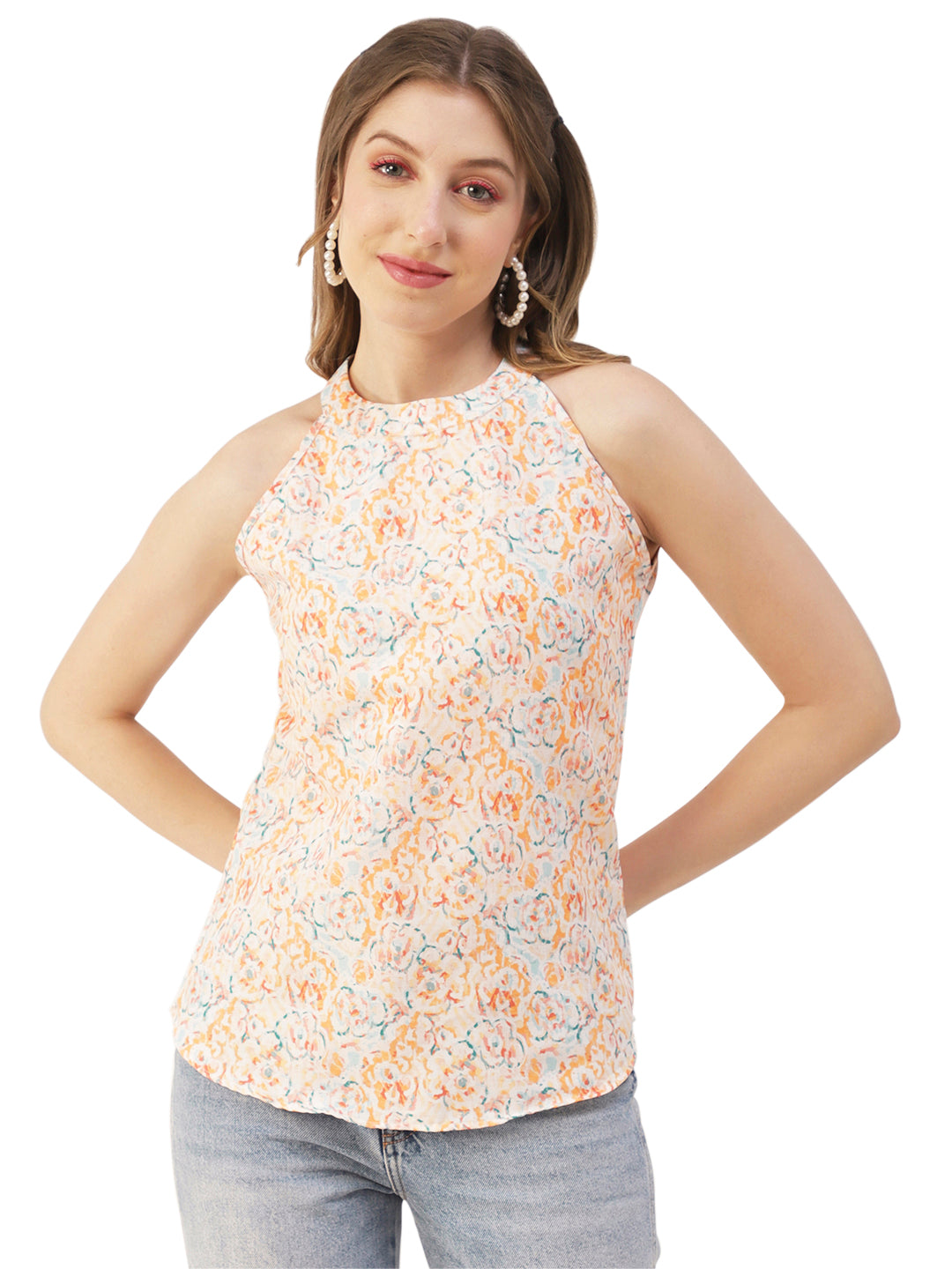 Printed Styled Back Top