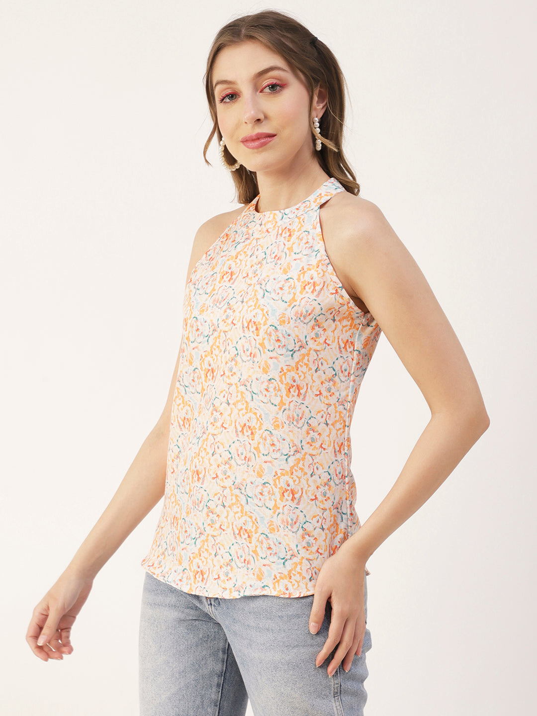 Printed Styled Back Top