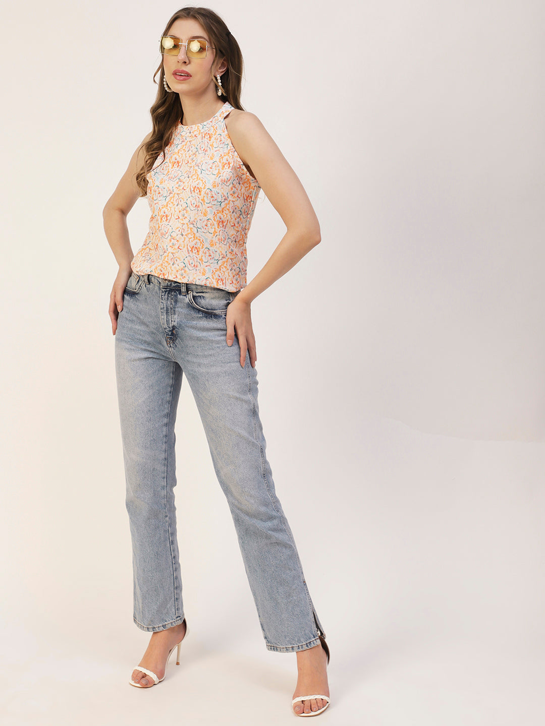 Printed Styled Back Top