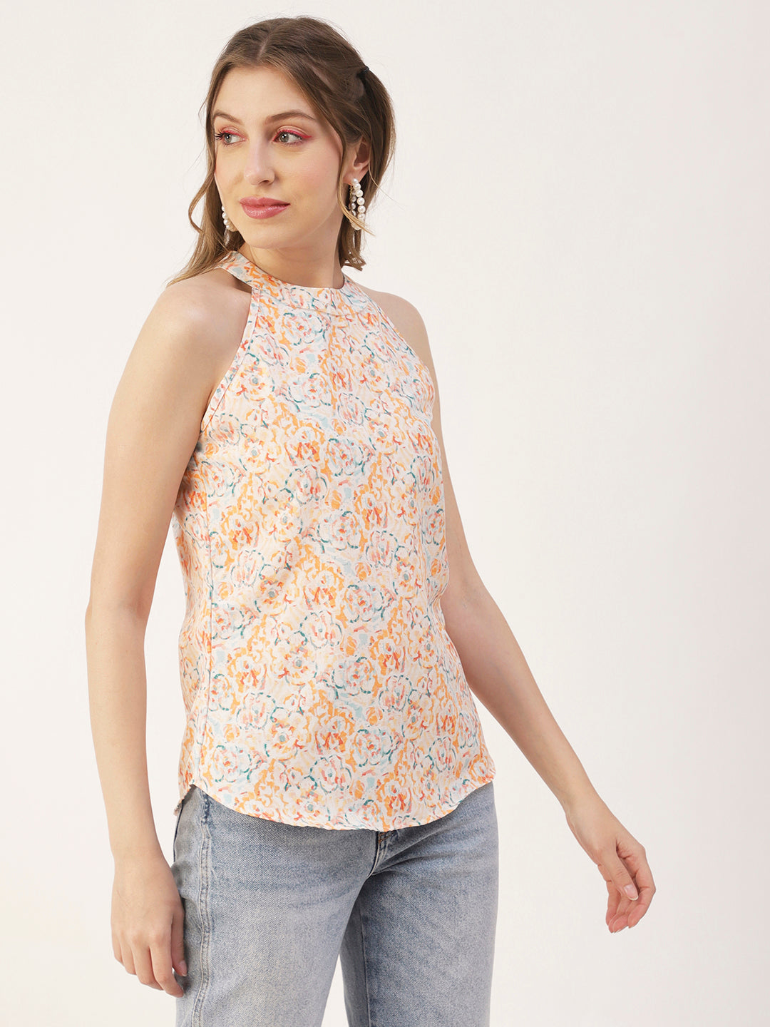 Printed Styled Back Top