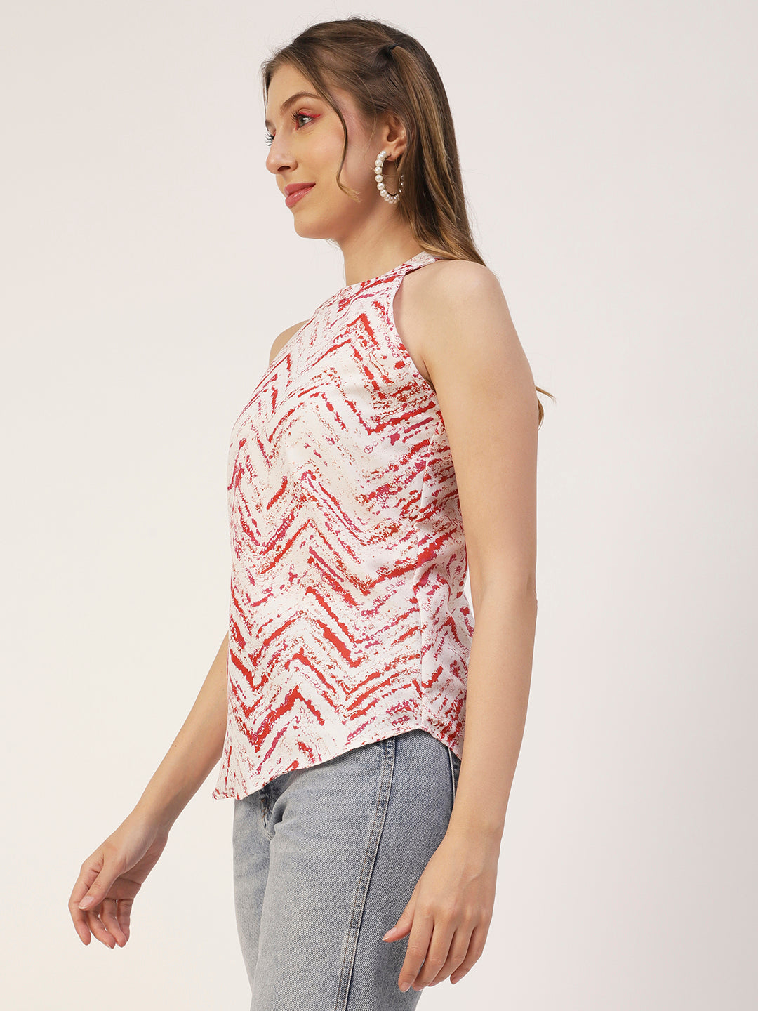 Printed Styled Back Top