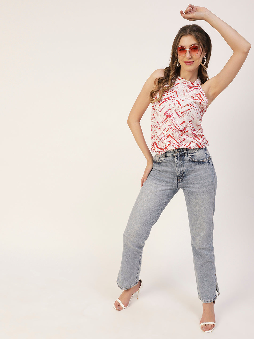 Printed Styled Back Top