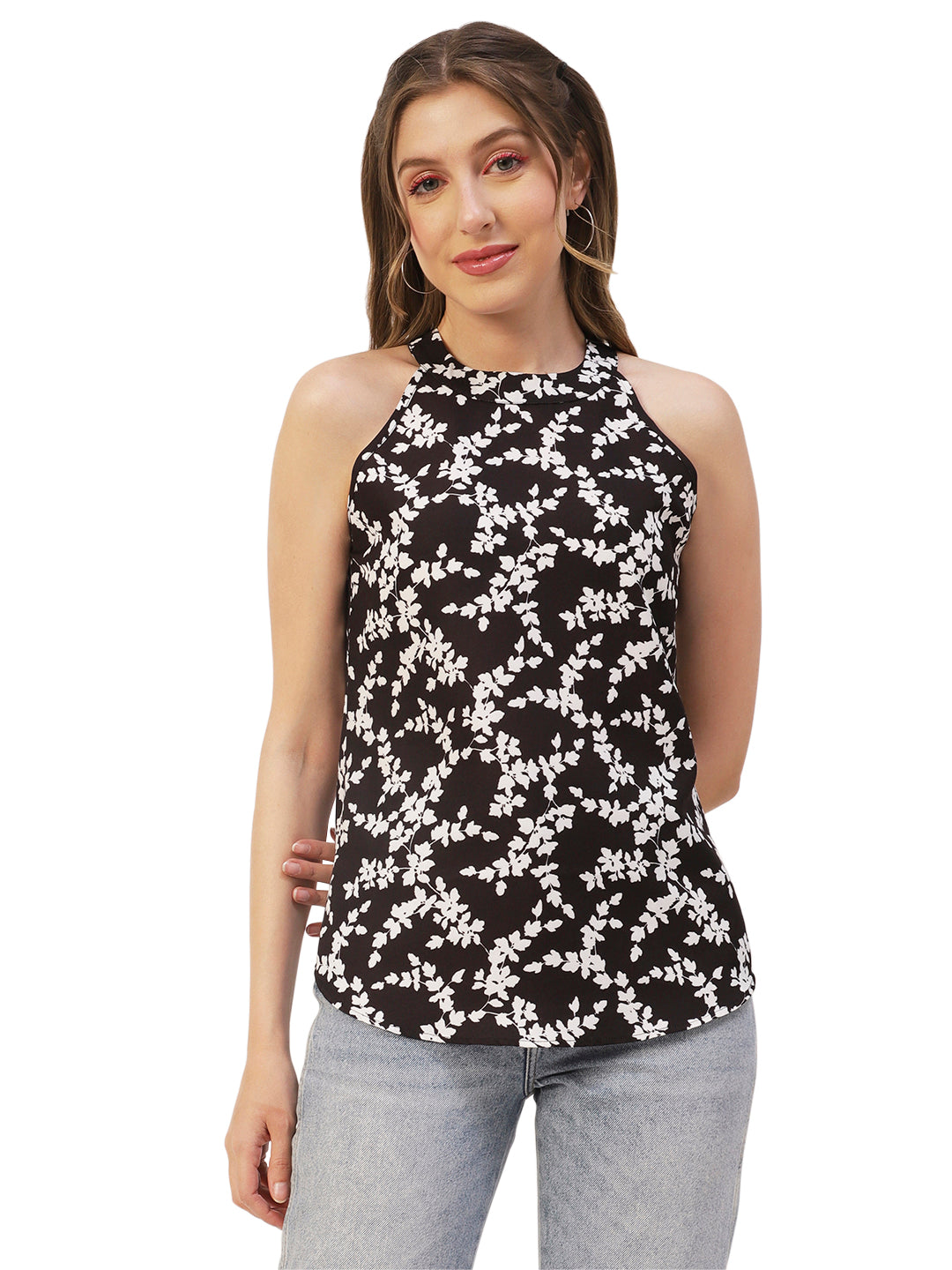Printed Styled Back Top