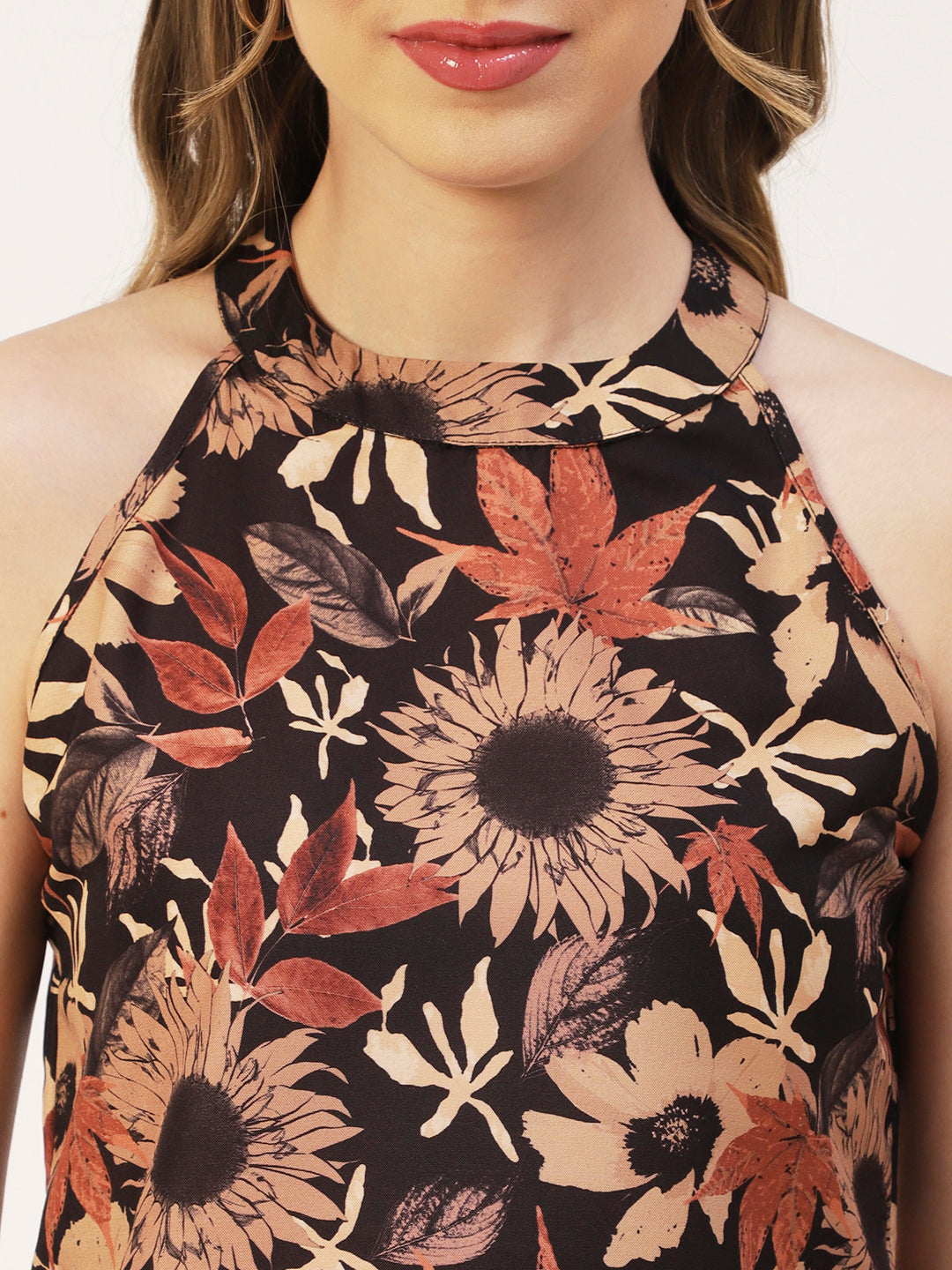 Printed Styled Back Top