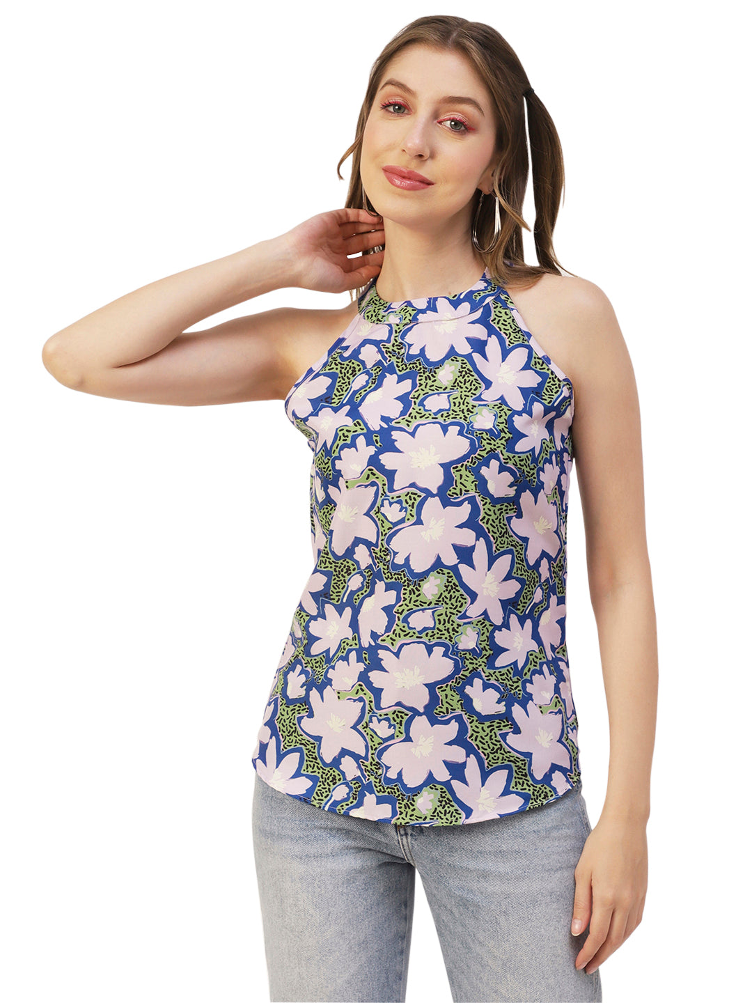 Printed Styled Back Top