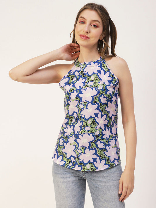 Printed Styled Back Top