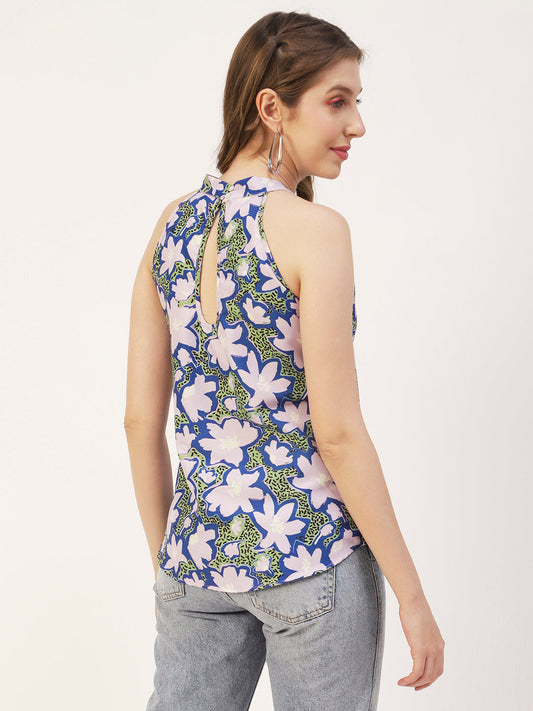 Printed Styled Back Top