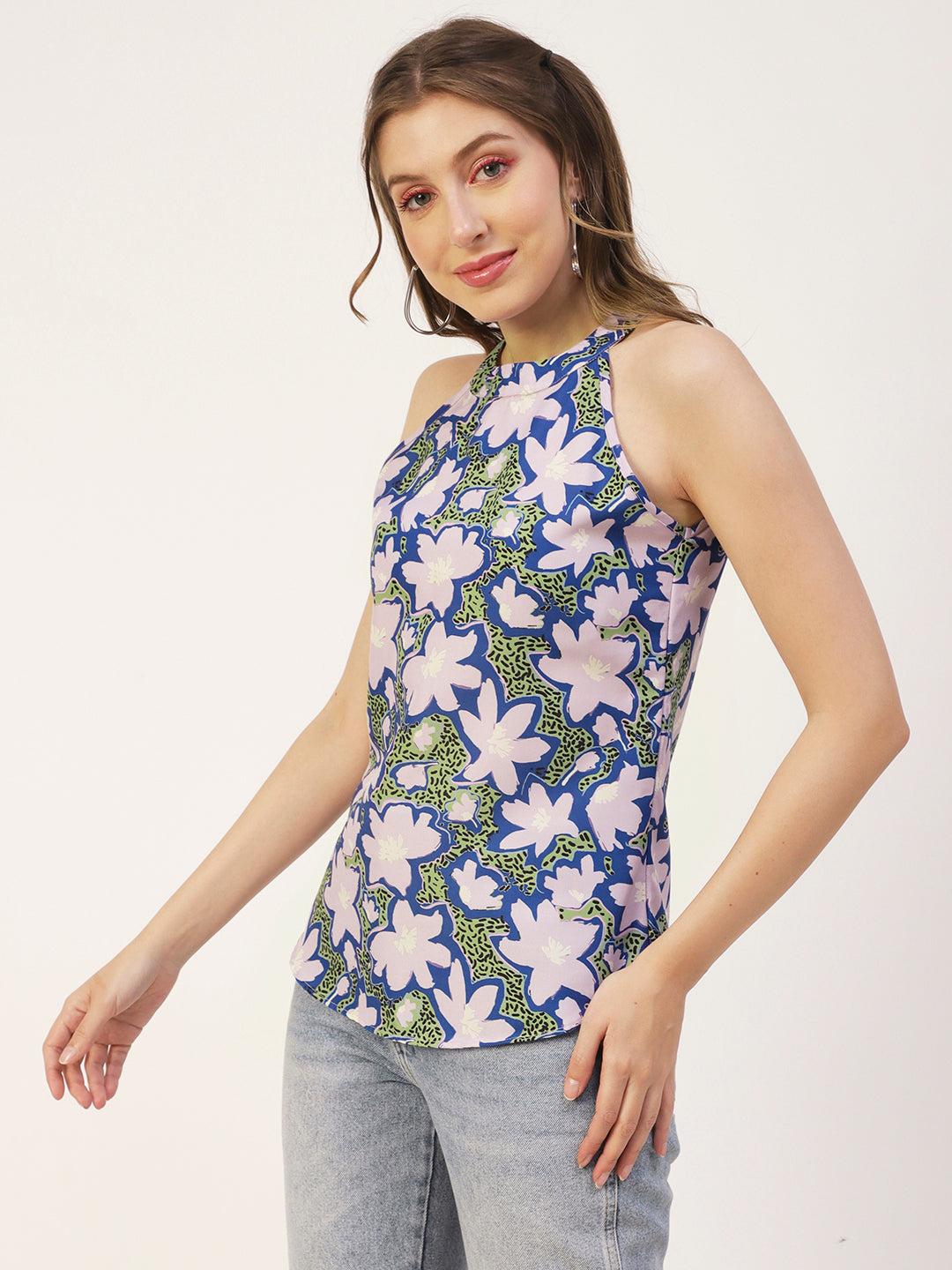Printed Styled Back Top