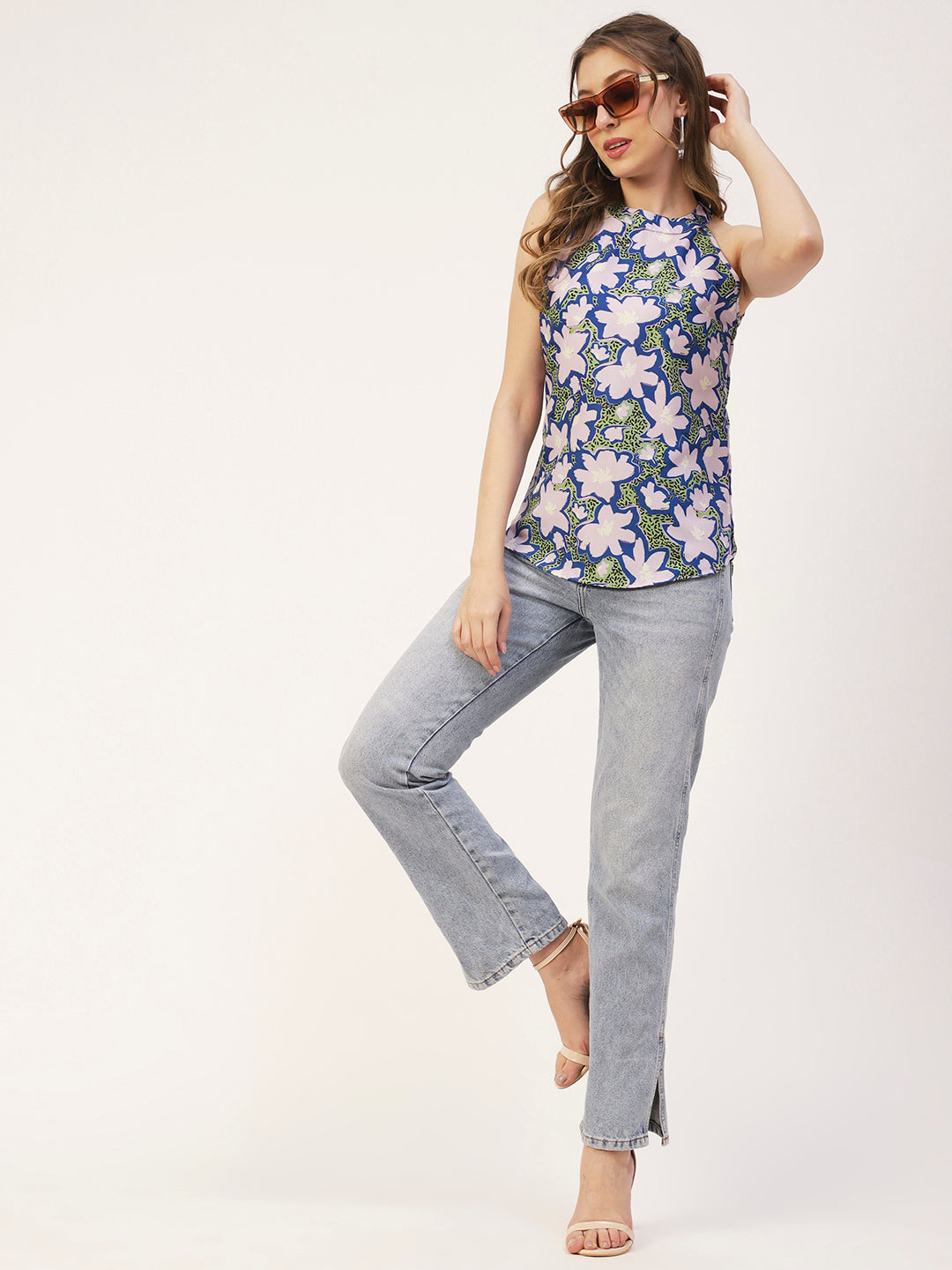 Printed Styled Back Top