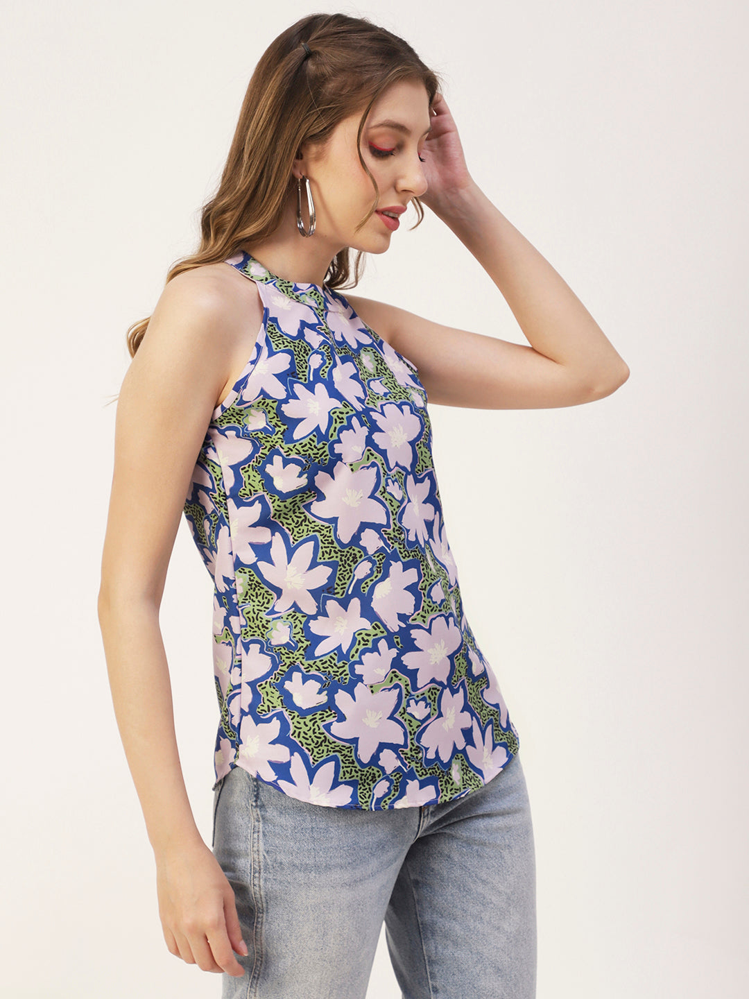Printed Styled Back Top