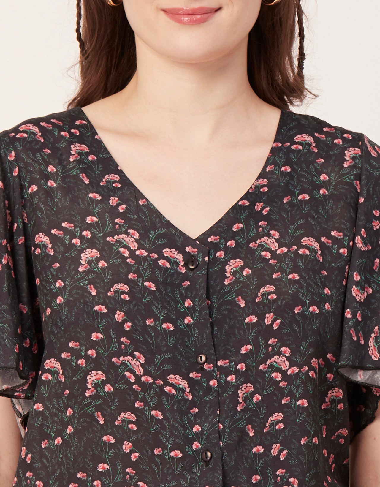 Printed Butterfly Sleeve Top
