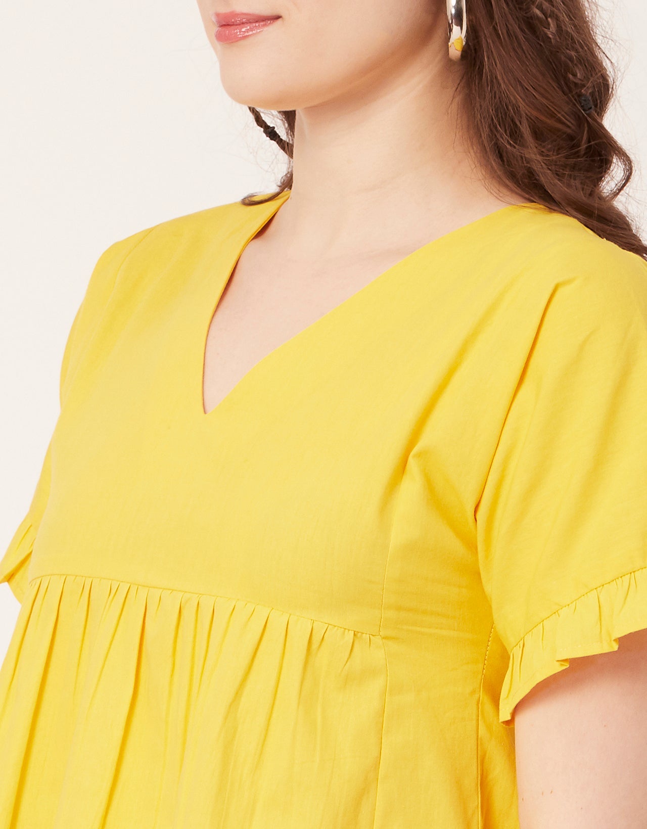 Printed V-Neck Flared Top