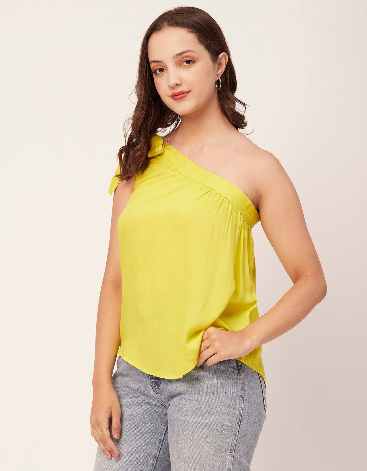 Solid One Shoulder Sexy Top