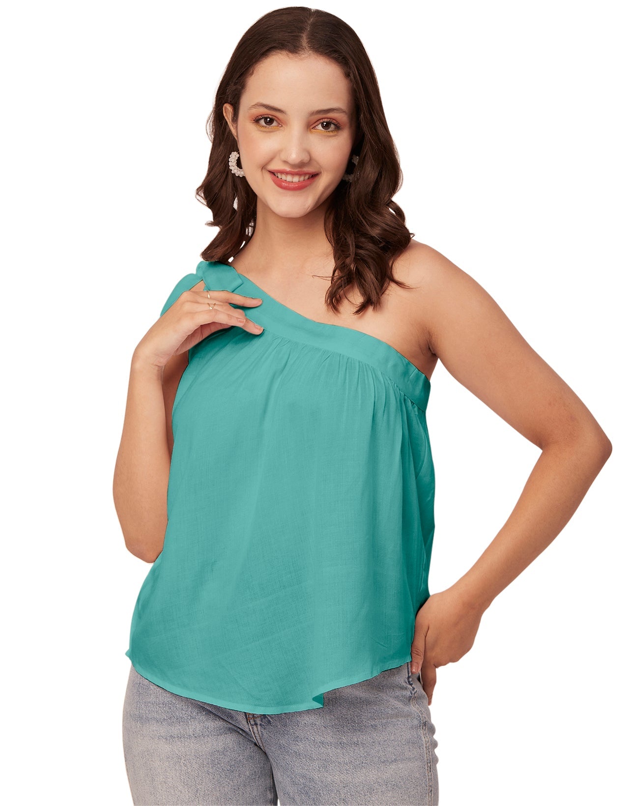 Solid One Shoulder Sexy Top