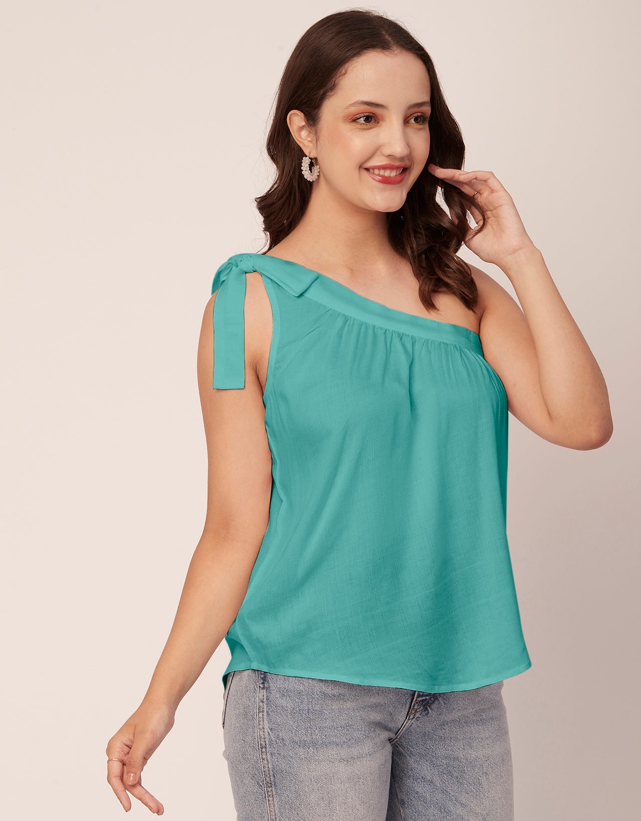 Solid One Shoulder Sexy Top
