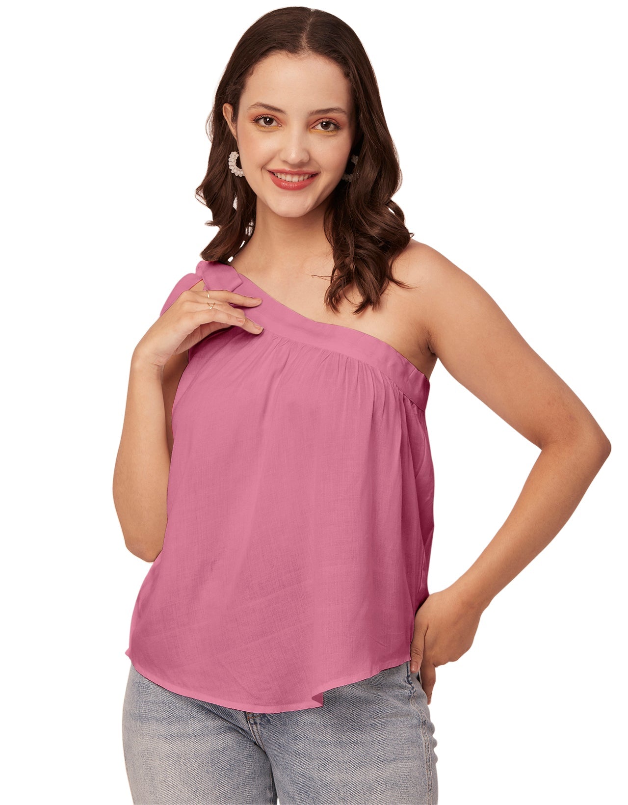 Solid One Shoulder Sexy Top