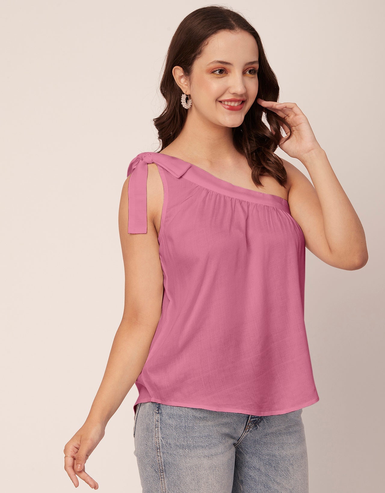 Solid One Shoulder Sexy Top