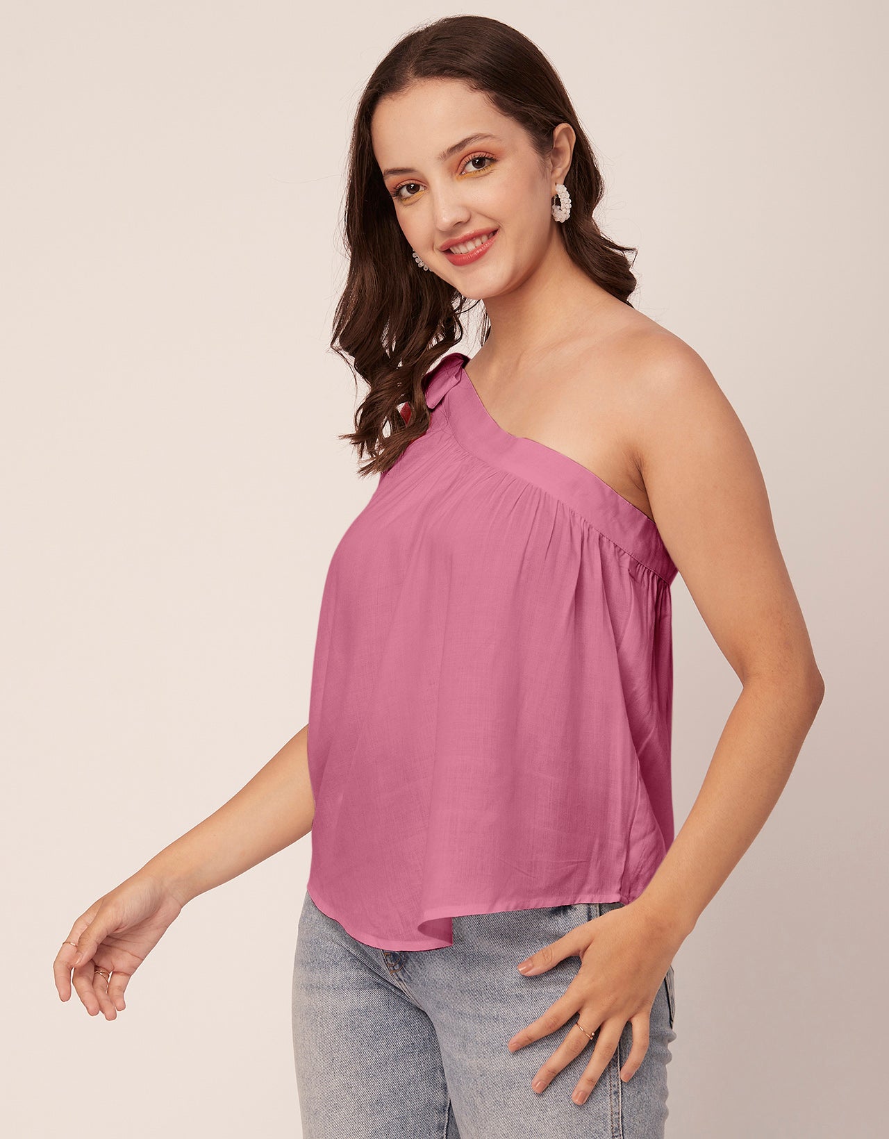 Solid One Shoulder Sexy Top