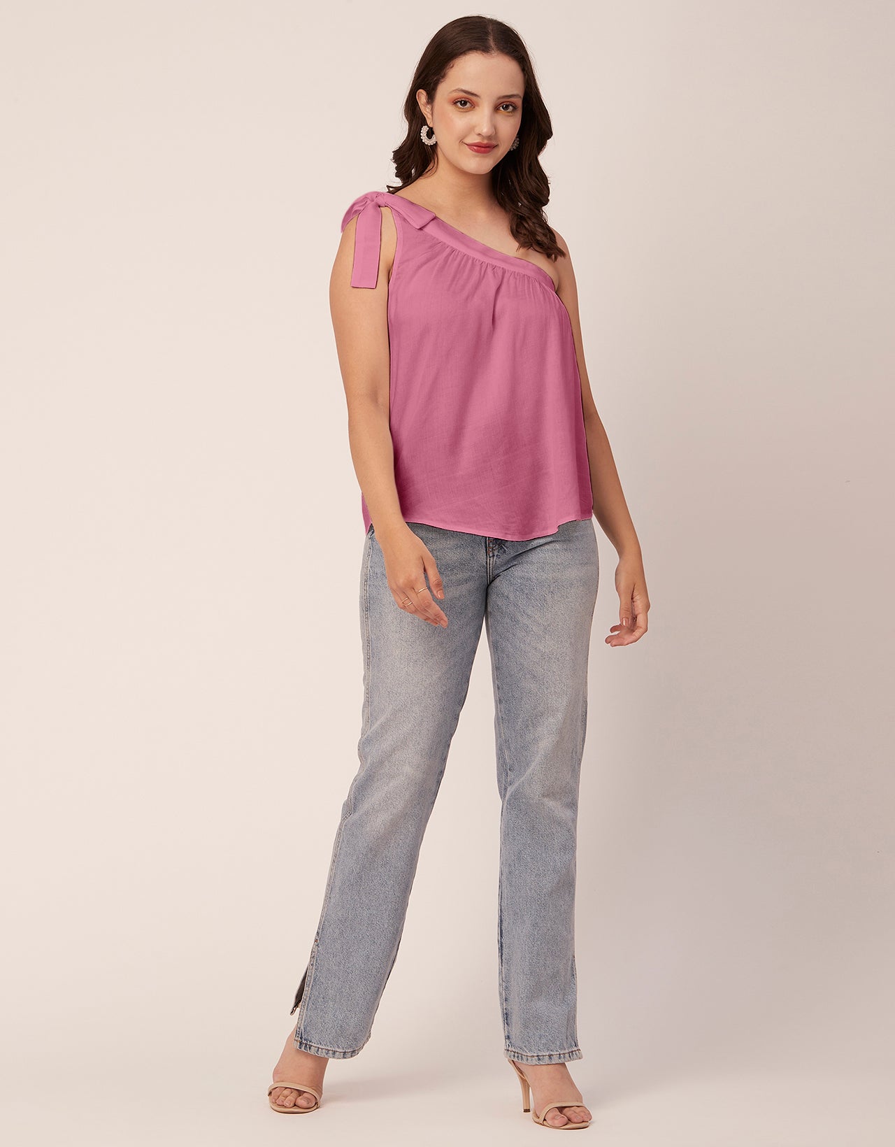 Solid One Shoulder Sexy Top
