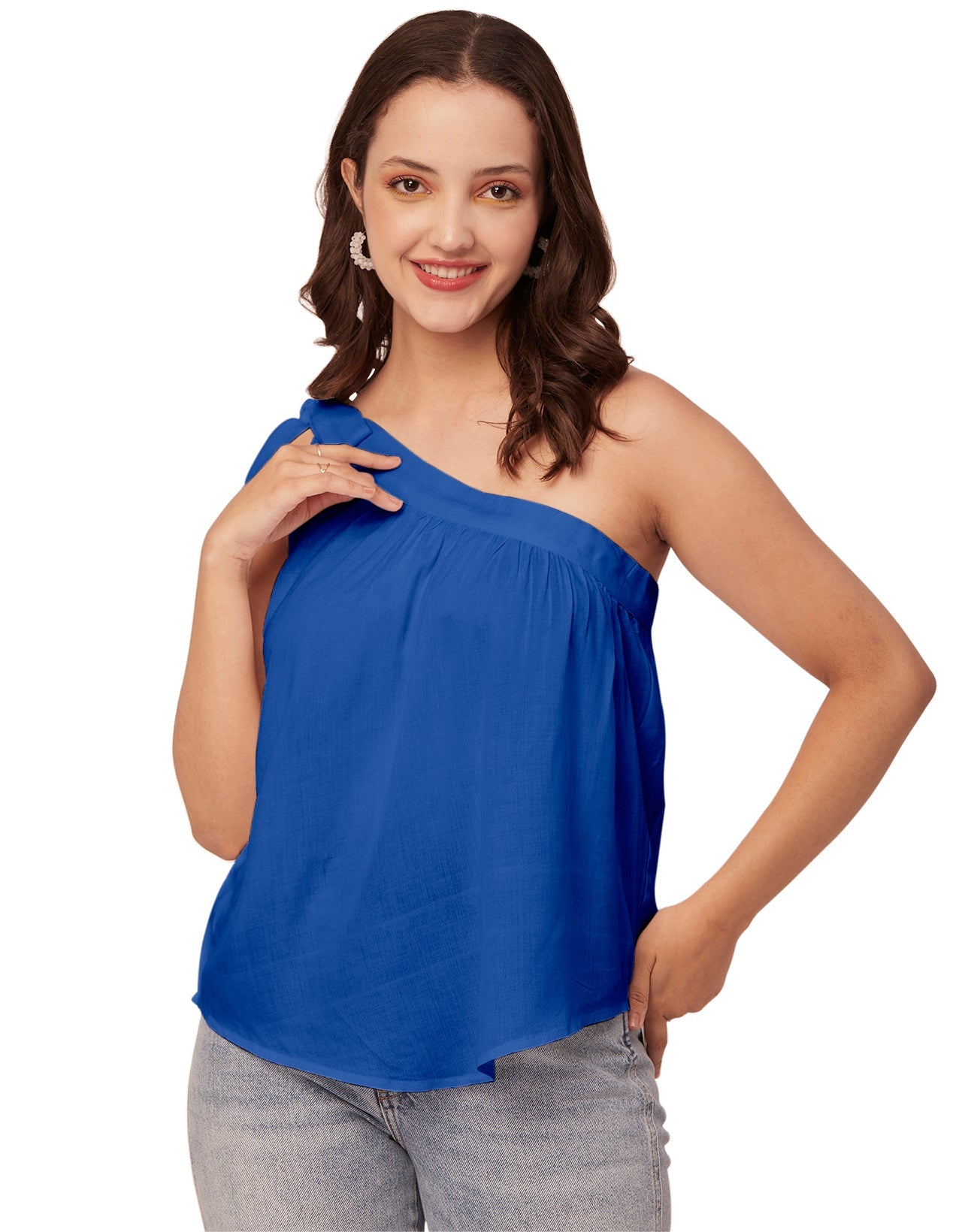 Solid One Shoulder Sexy Top