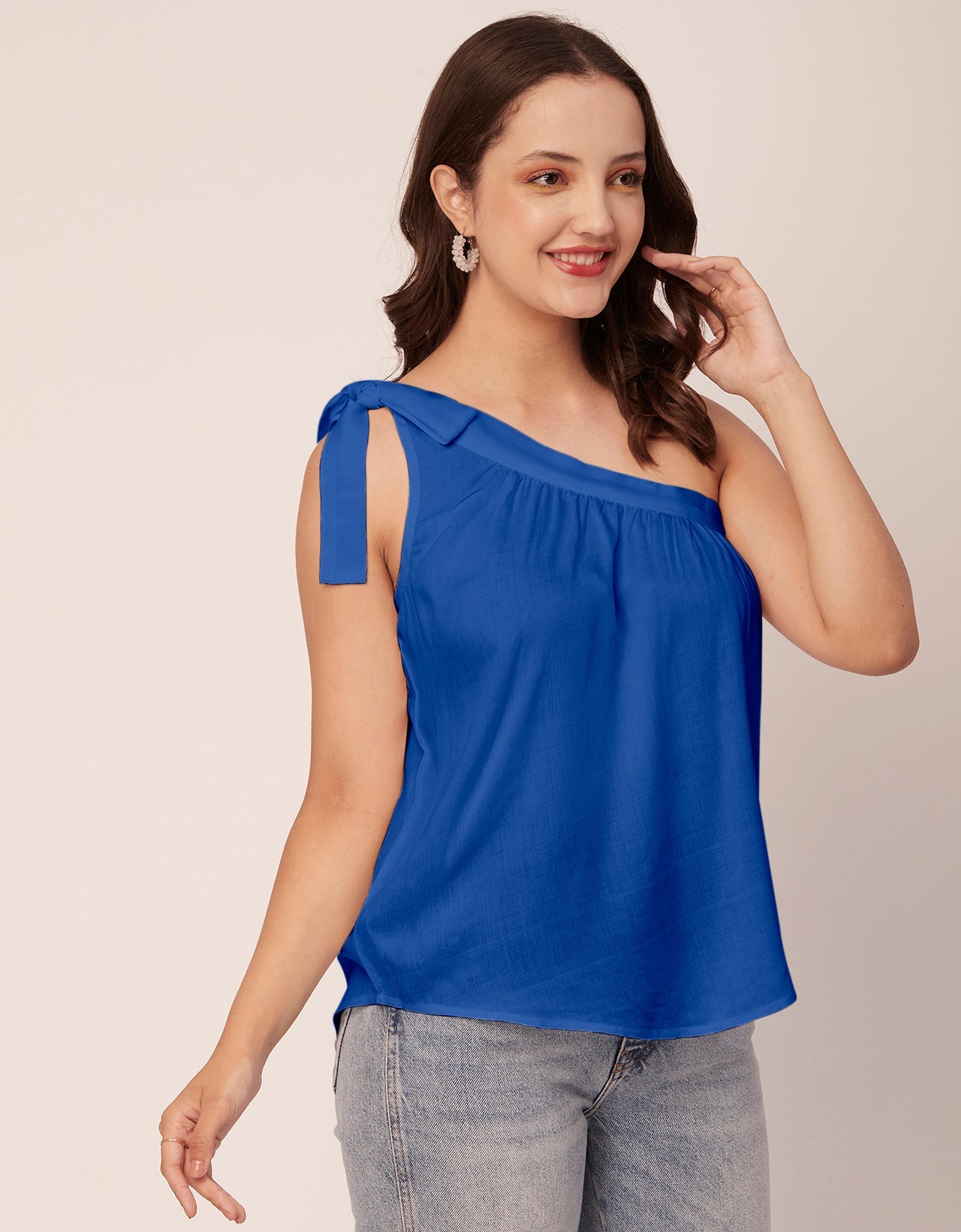 Solid One Shoulder Sexy Top