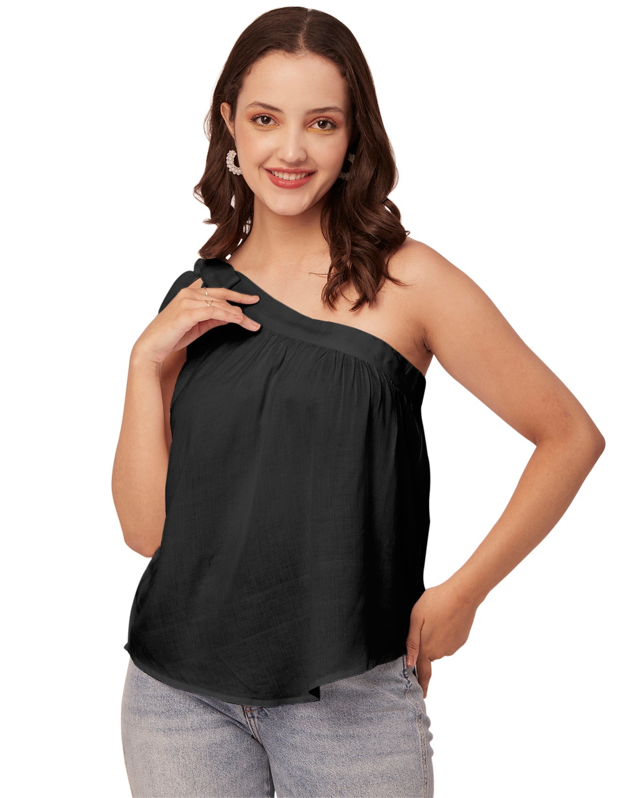 Solid One Shoulder Sexy Top