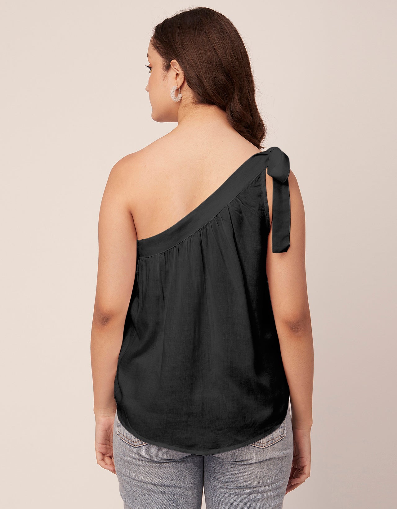 Solid One Shoulder Sexy Top