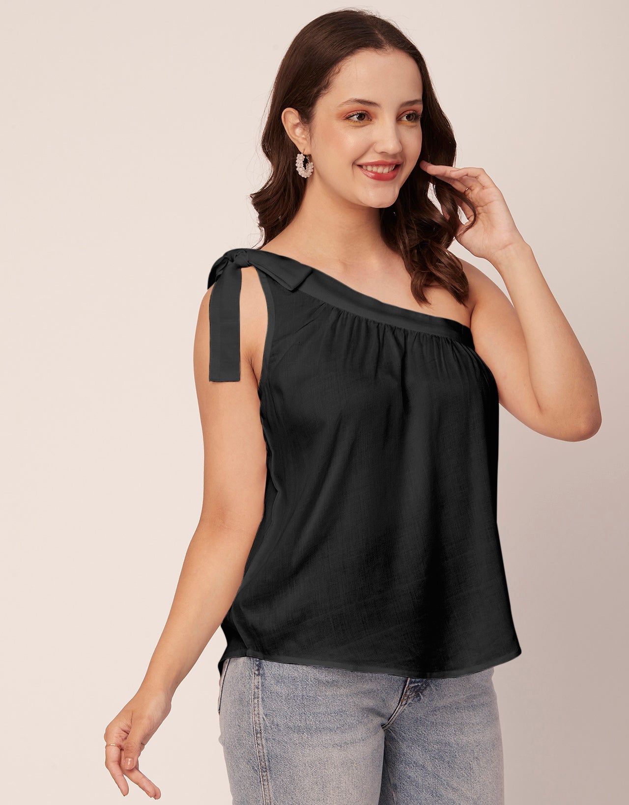 Solid One Shoulder Sexy Top