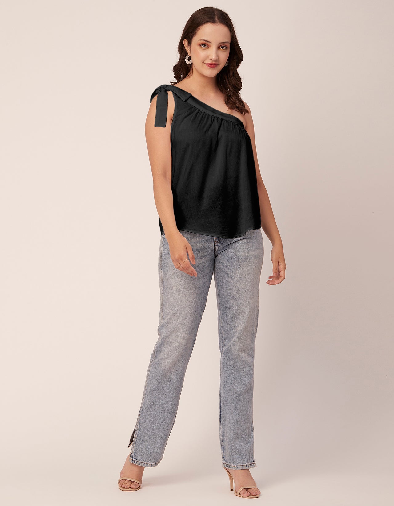 Solid One Shoulder Sexy Top