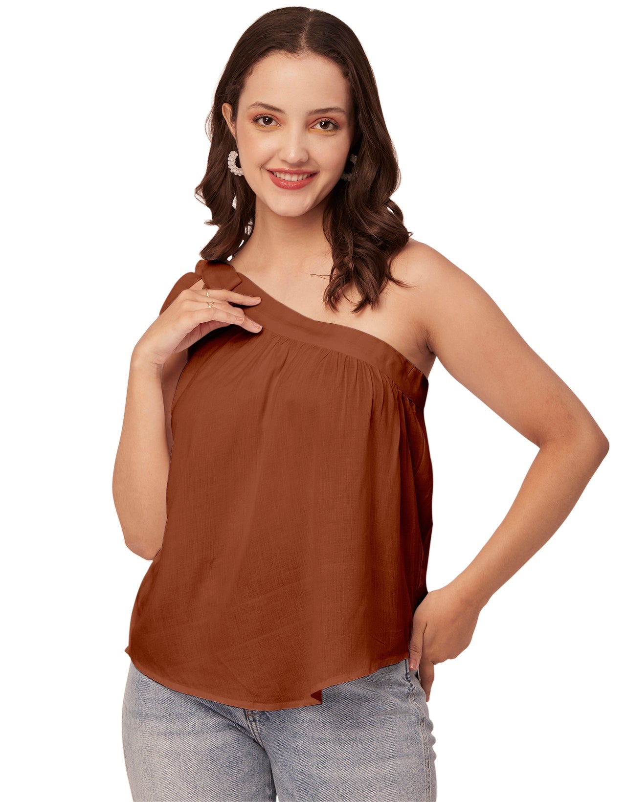 Solid One Shoulder Sexy Top