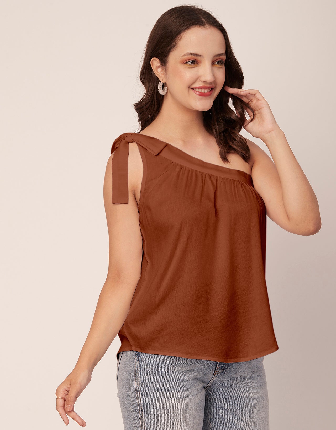 Solid One Shoulder Sexy Top
