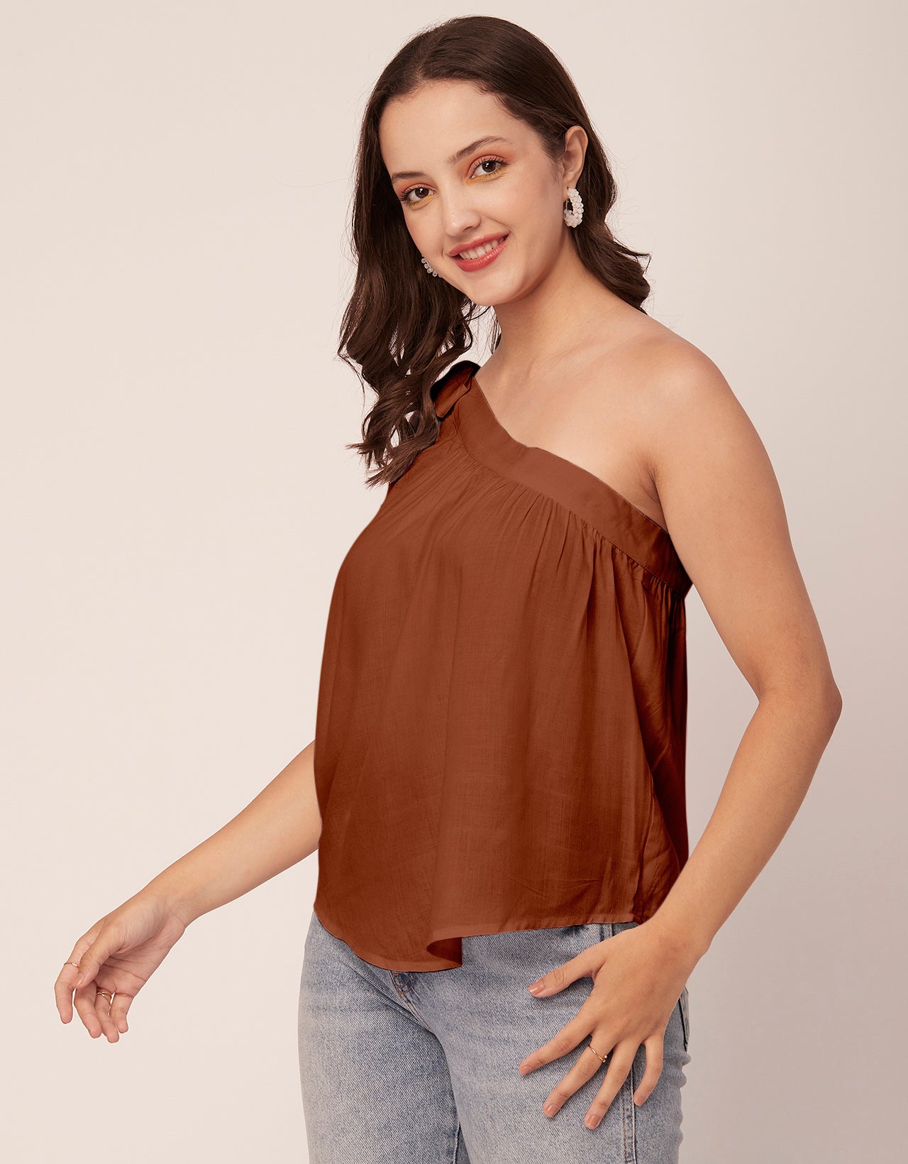 Solid One Shoulder Sexy Top