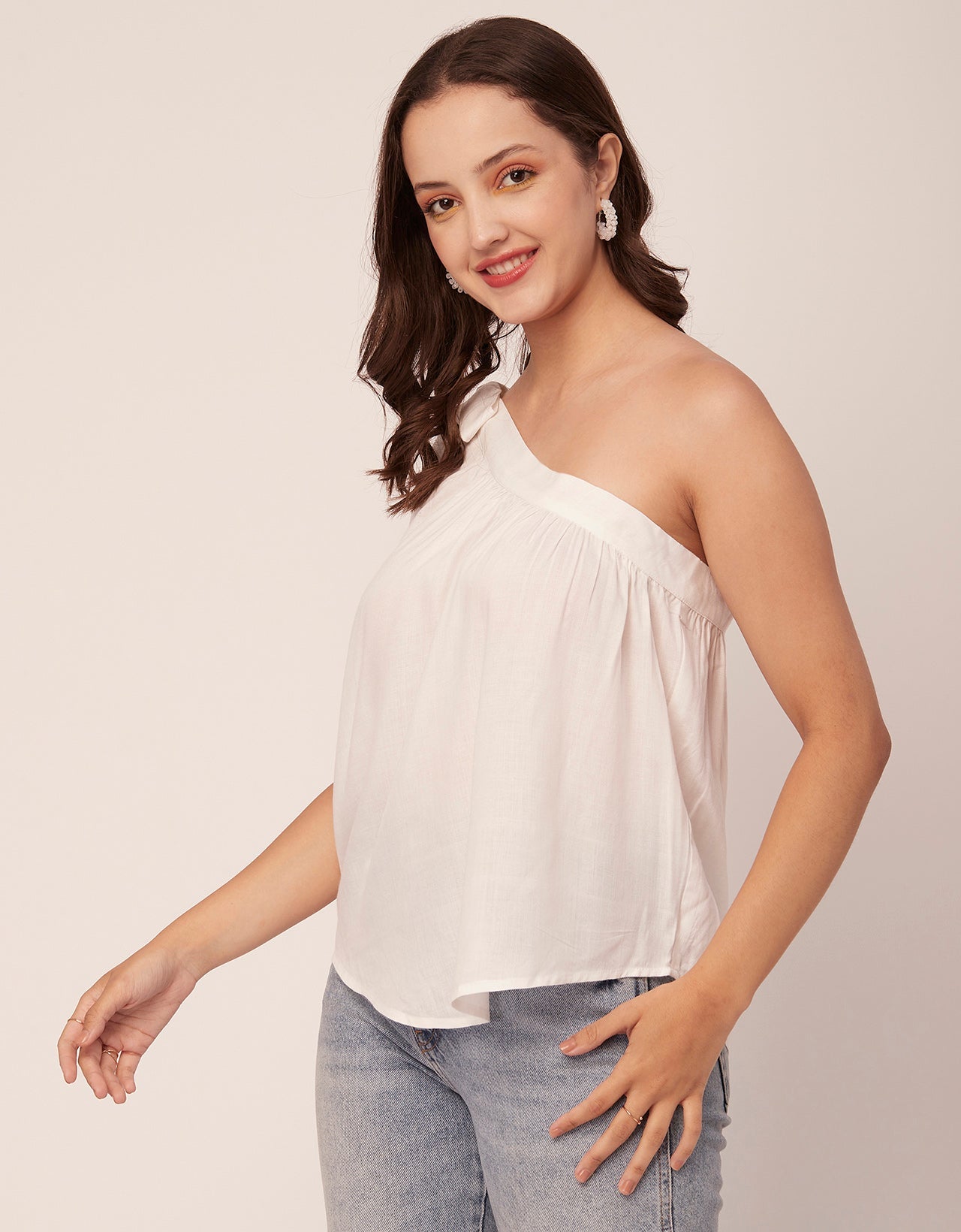 Solid One Shoulder Sexy Top