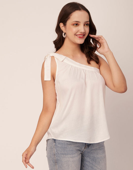 Solid One Shoulder Sexy Top