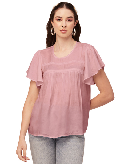 Solid Flutter Sleeve Tunic