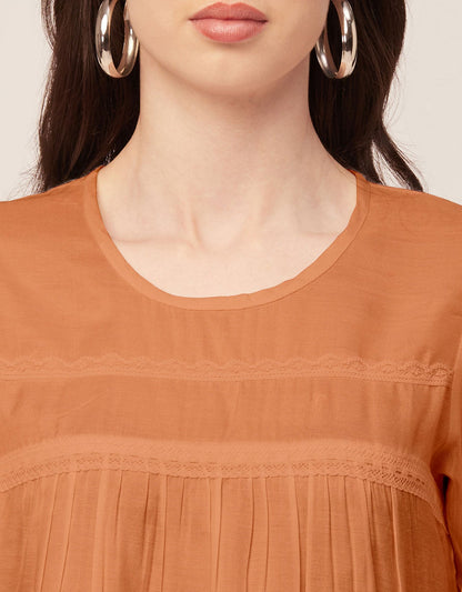 Solid Flutter Sleeve Tunic