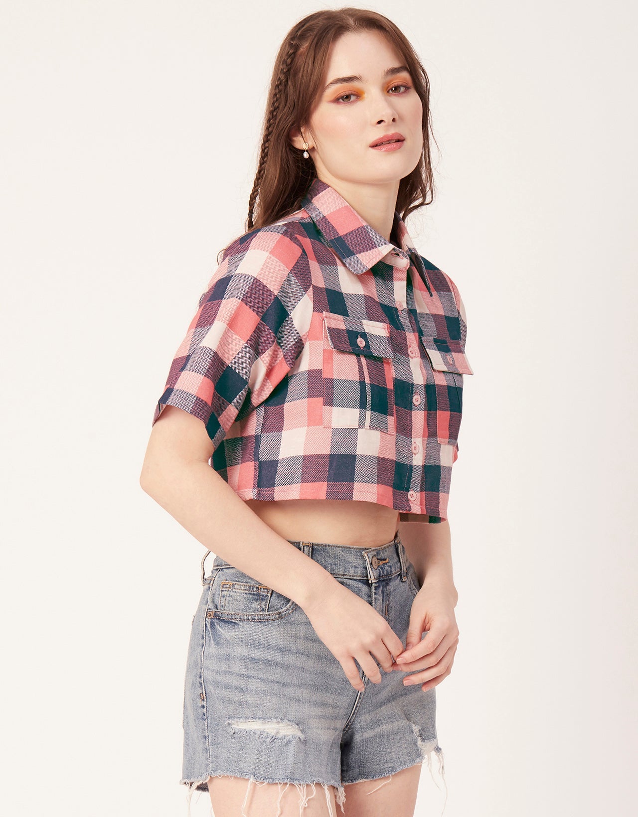 Printed Collared Crop Top