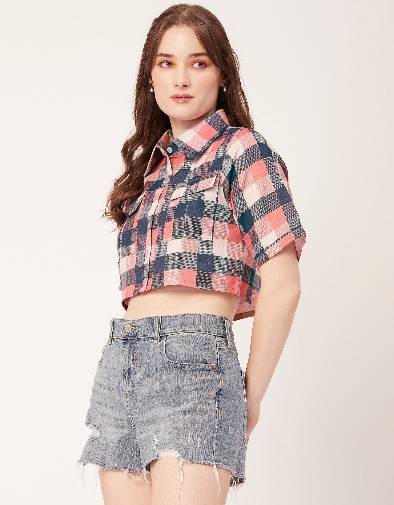 Printed Collared Crop Top