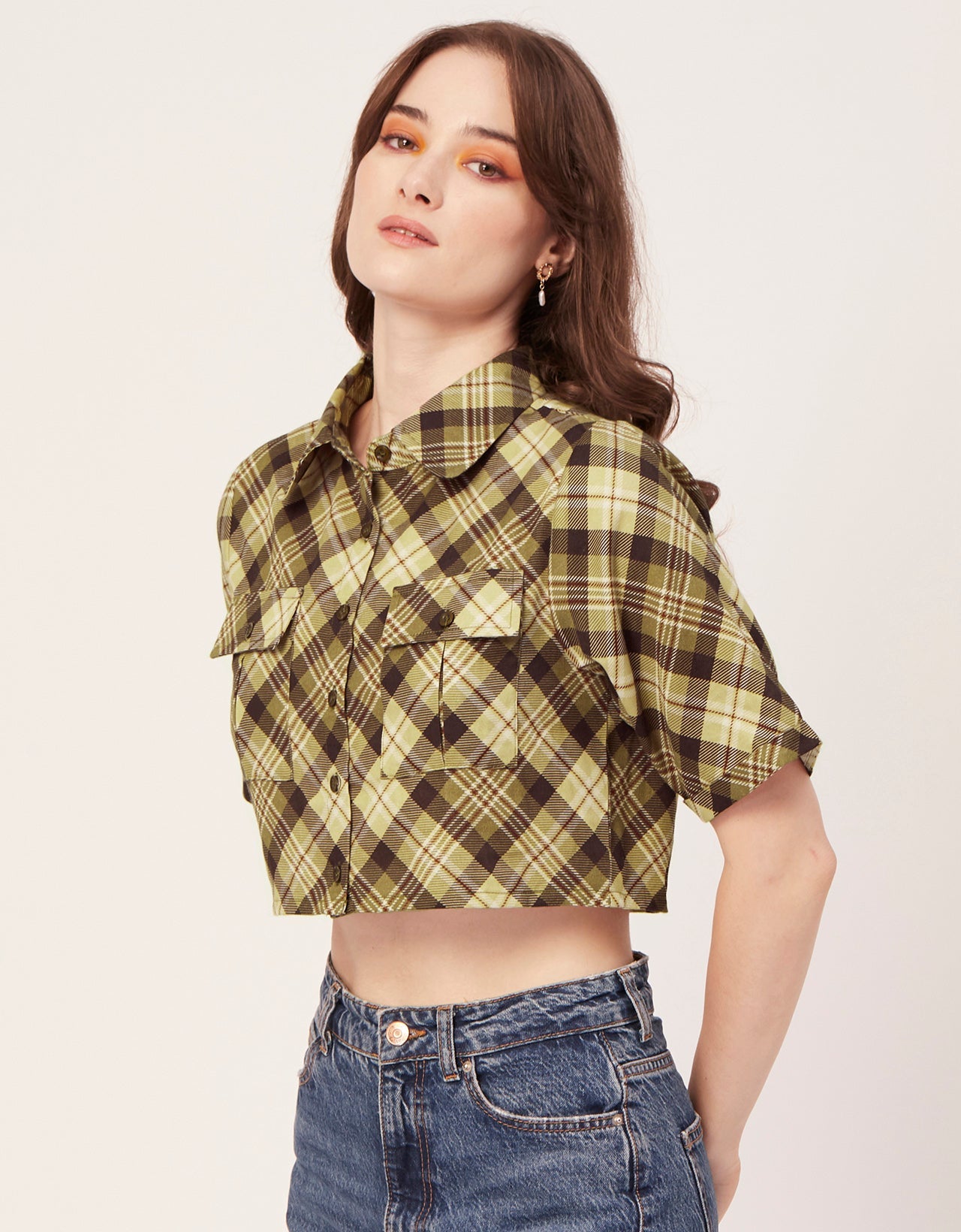 Printed Collared Crop Top