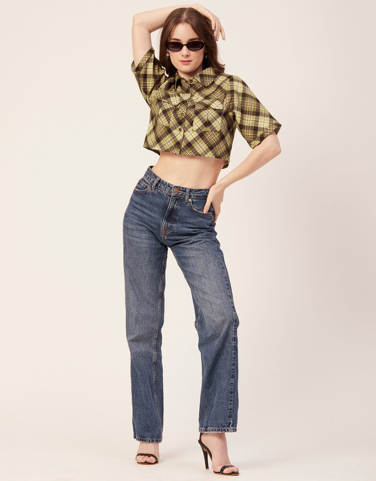 Printed Collared Crop Top