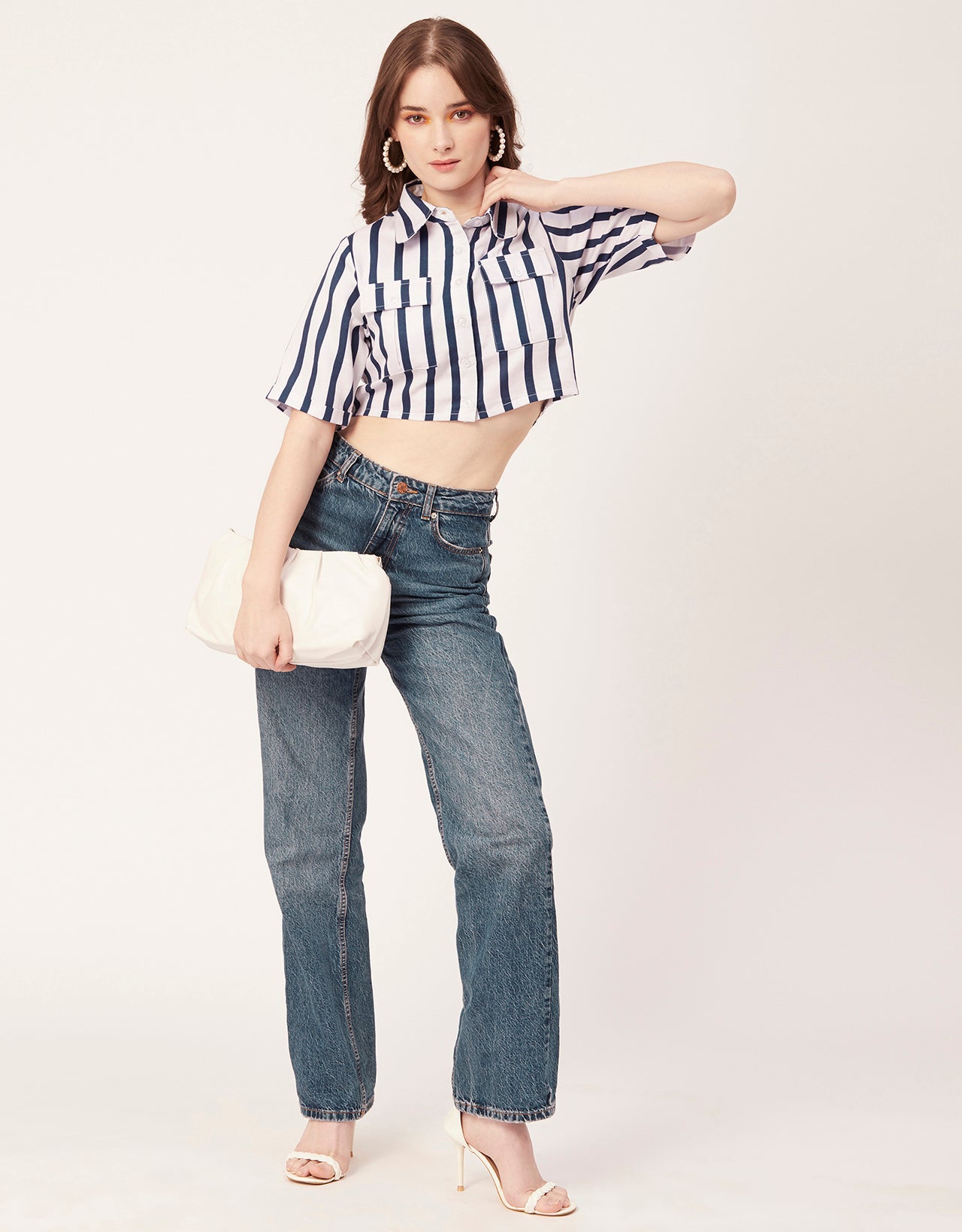Printed Collared Crop Top