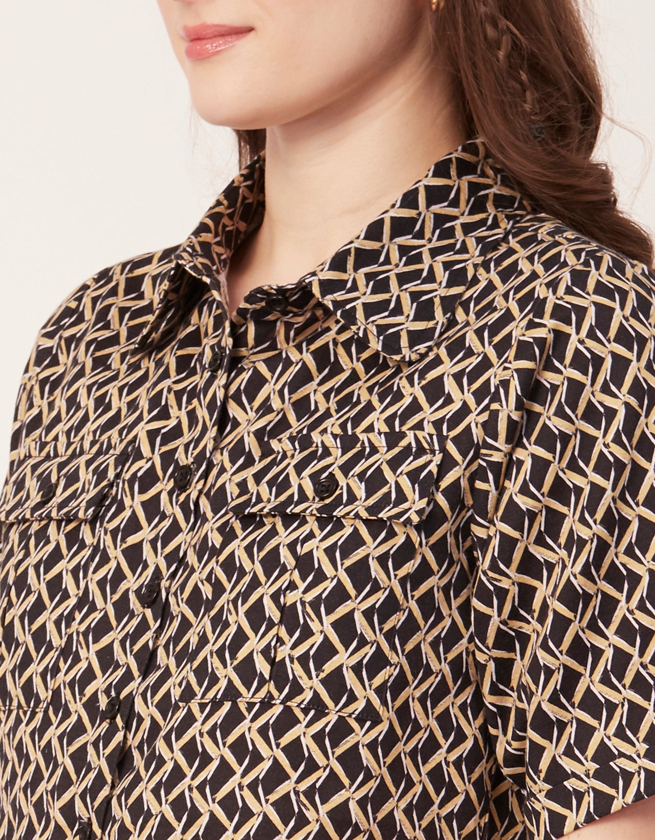 Printed Collared Crop Top
