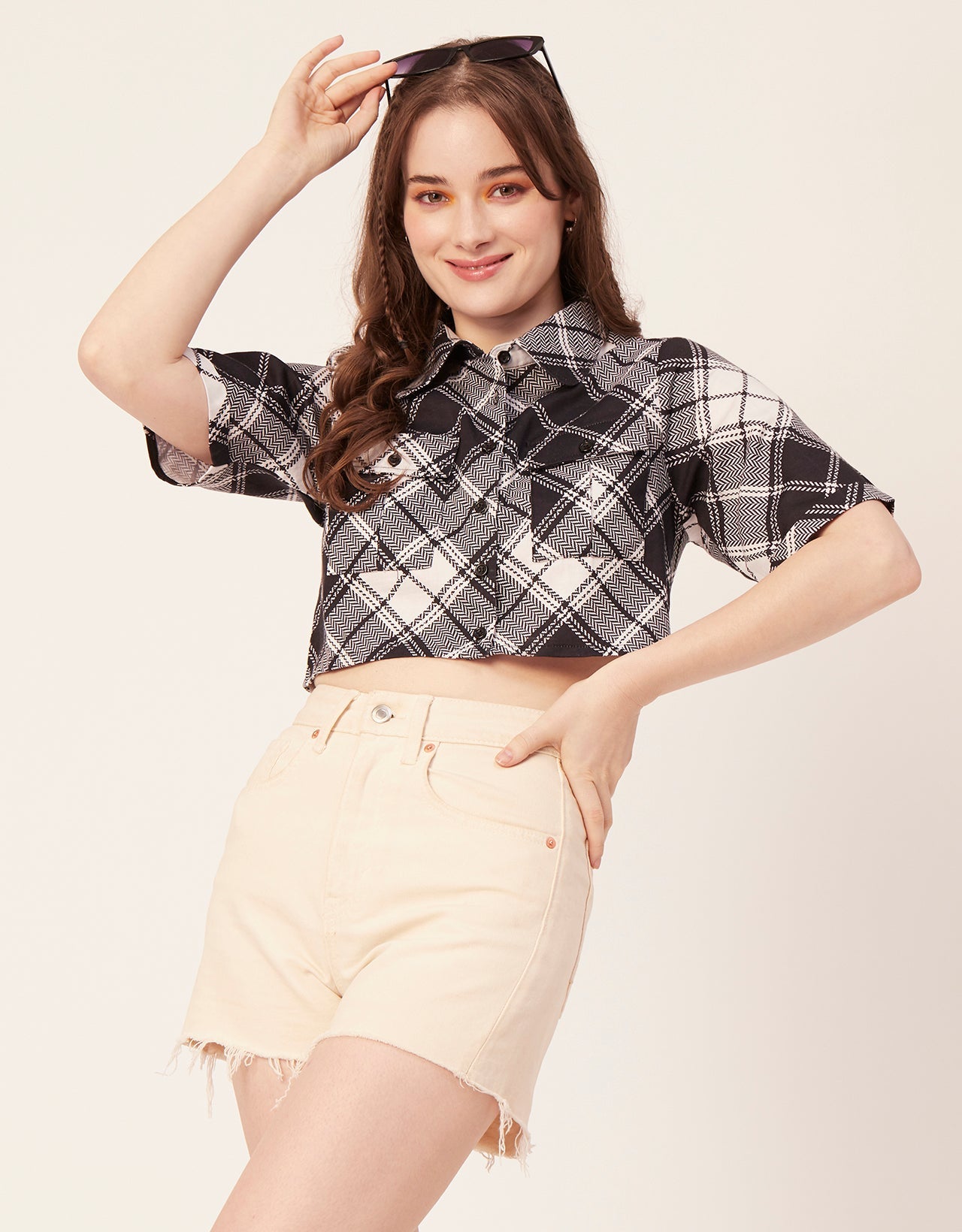 Printed Collared Crop Top