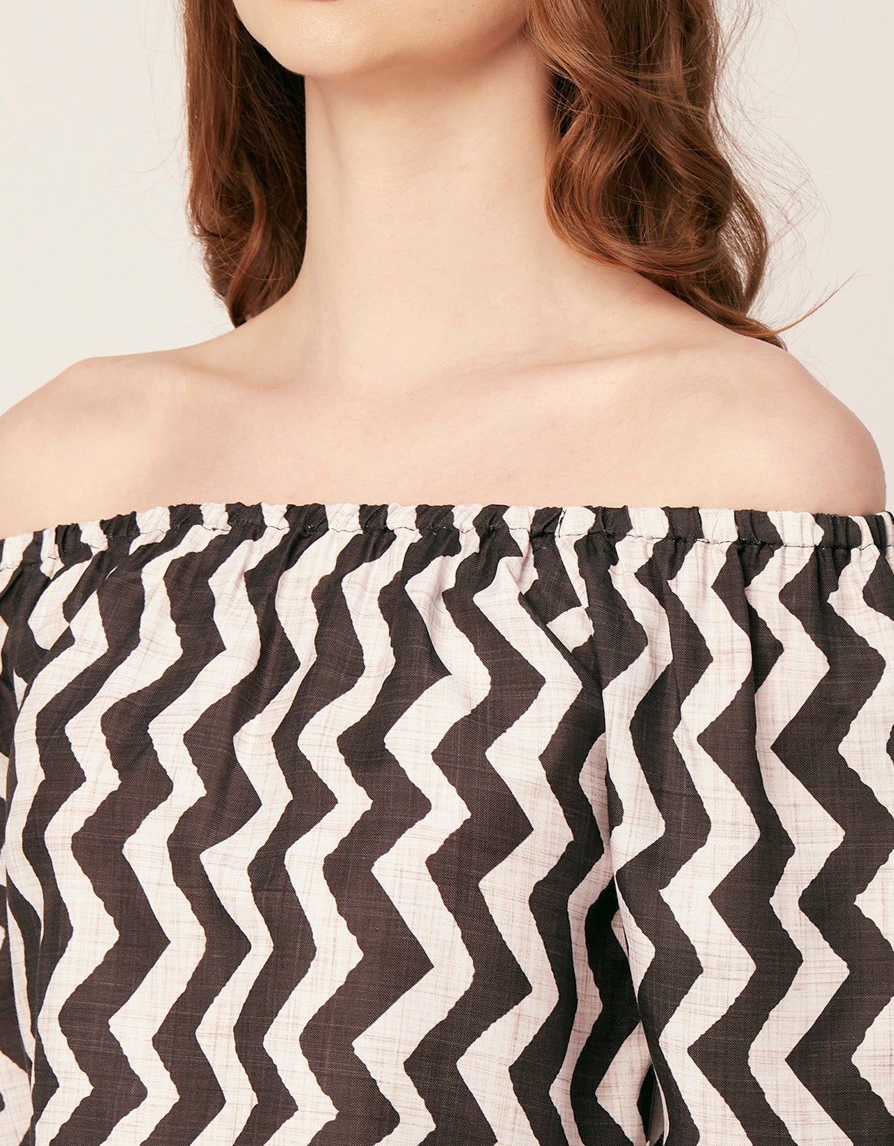 Printed Off-Shoulder Bell Top