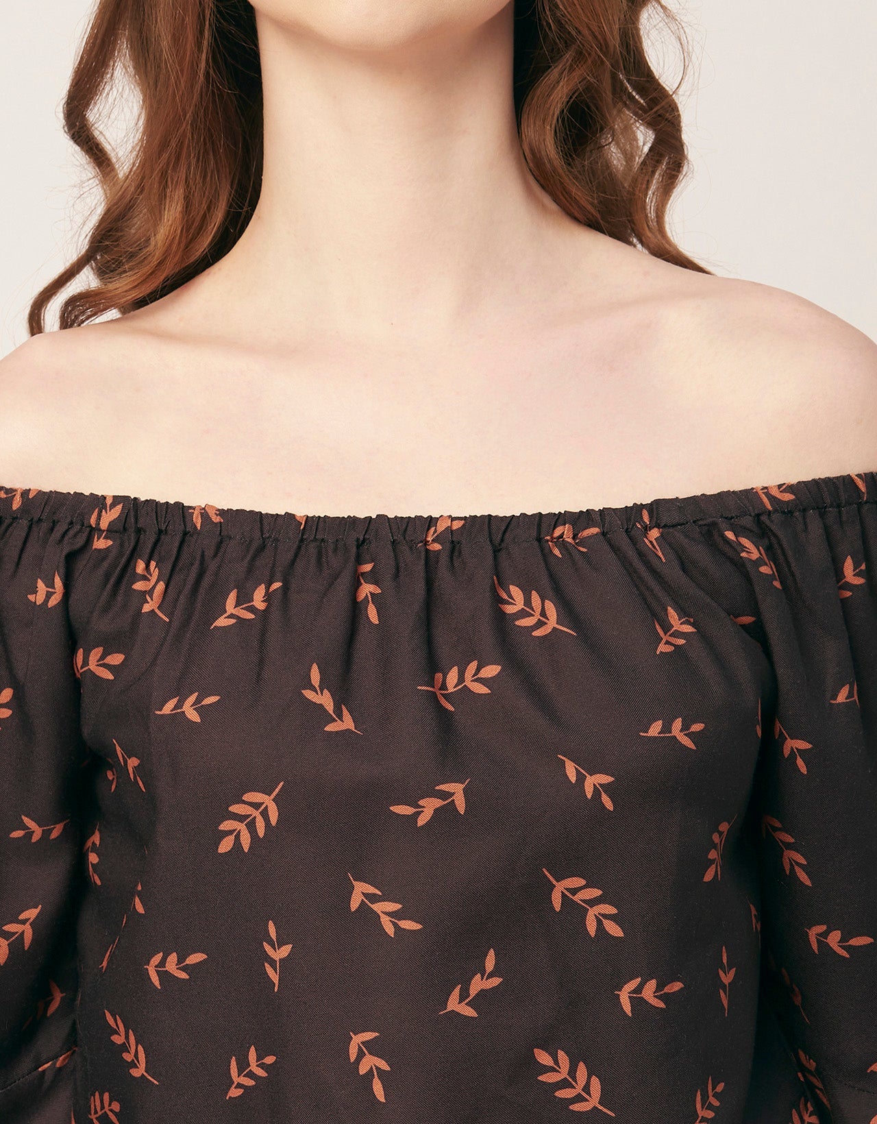 Printed Off-Shoulder Bell Top