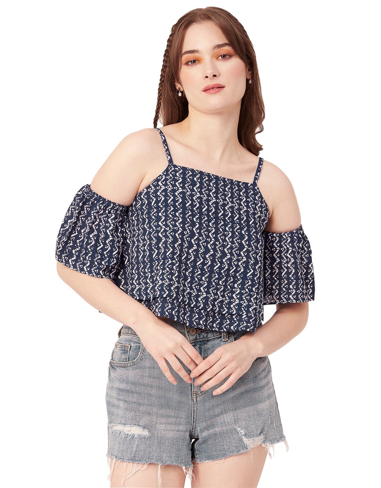 Printed Ruffled Crop Top