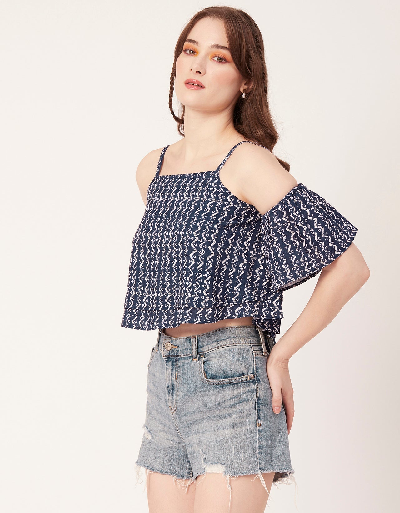 Printed Ruffled Crop Top