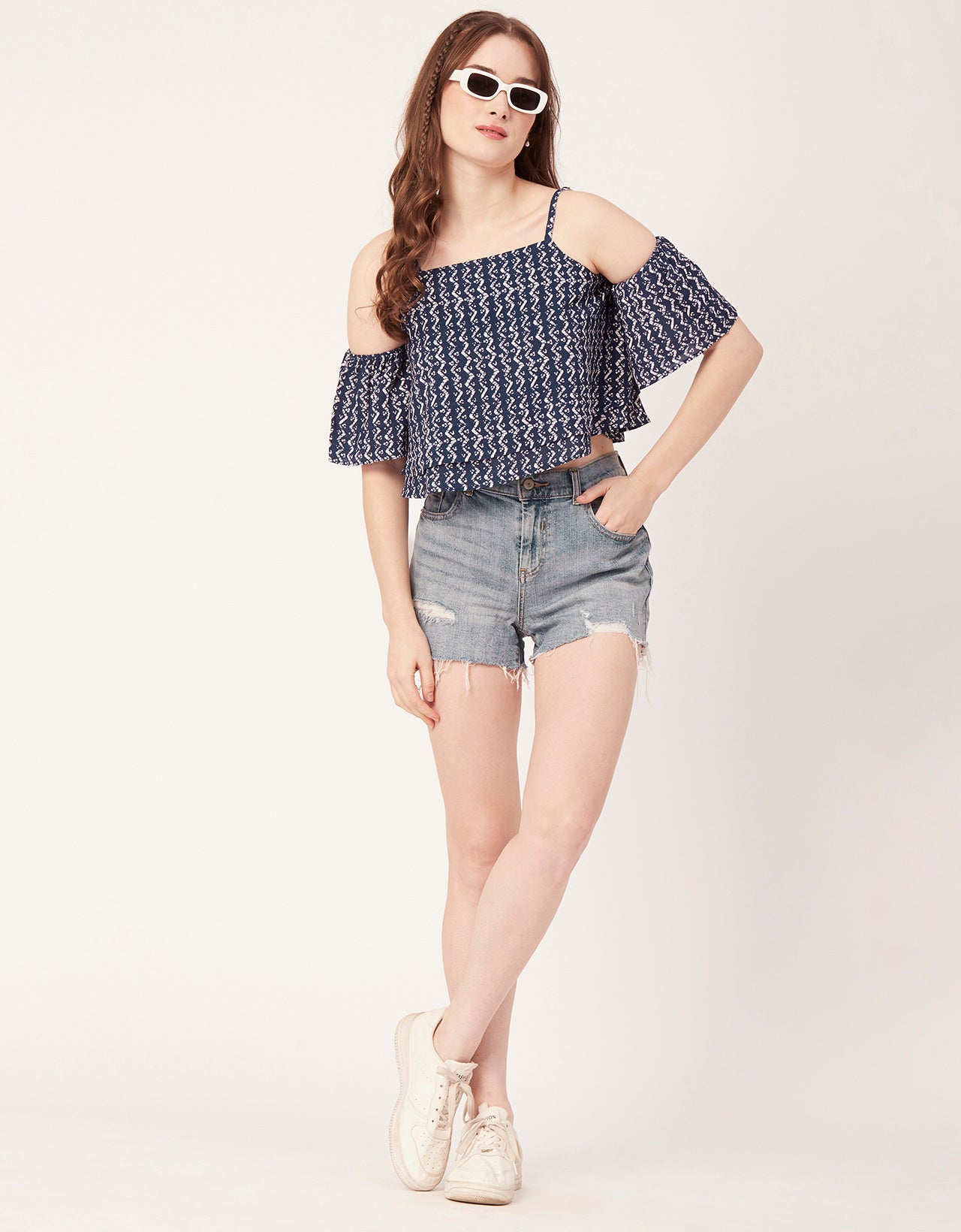 Printed Ruffled Crop Top