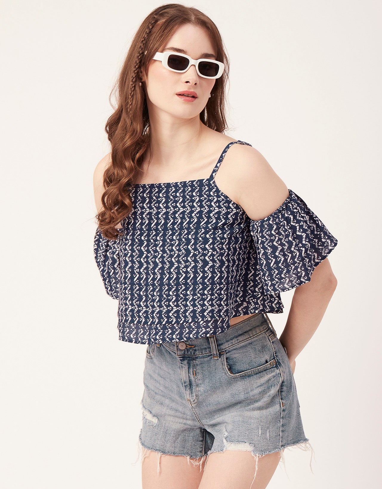 Printed Ruffled Crop Top