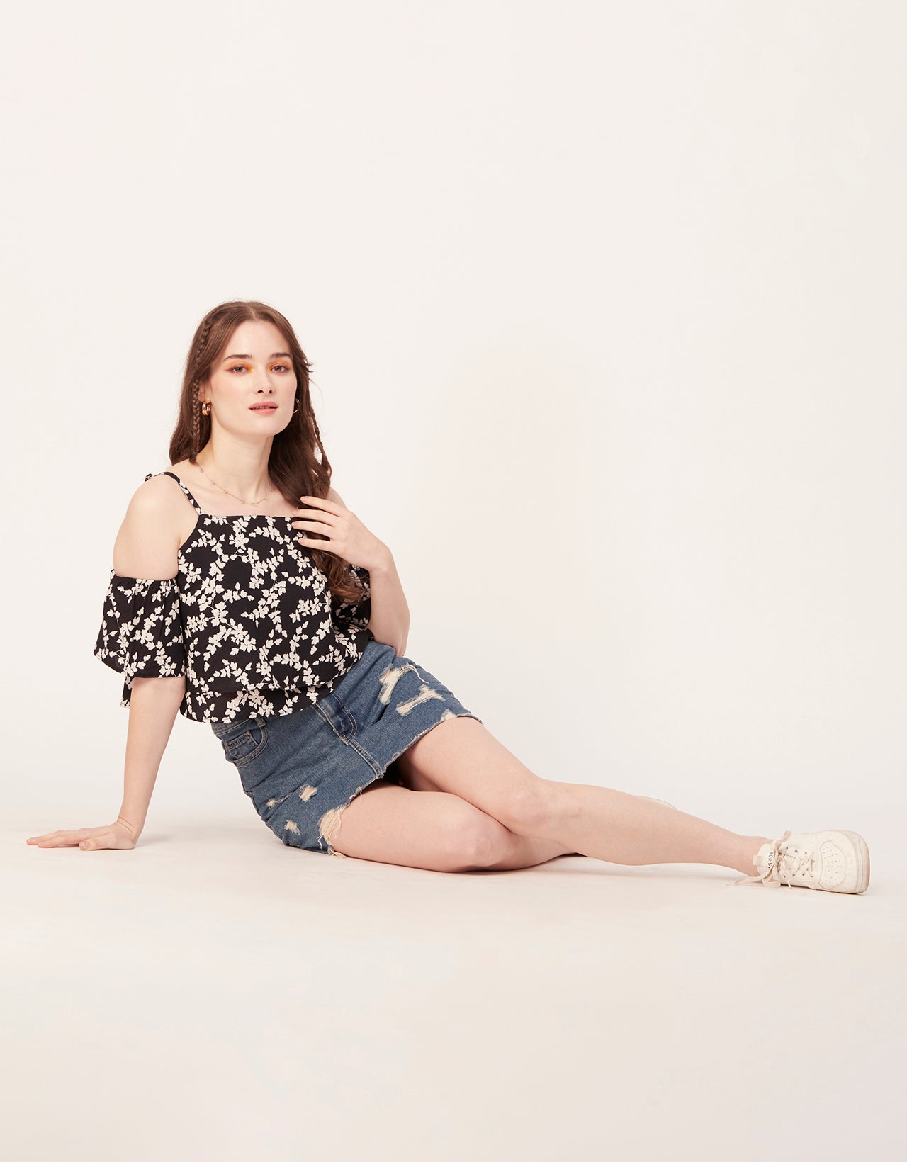 Printed Ruffled Crop Top